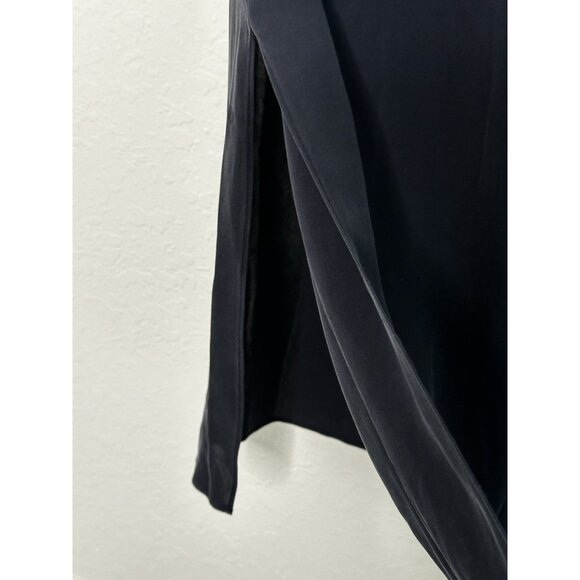 Theory Navy B Dorotea Ranmire Women Draped Tie Midi Silk Dress 3/4 sleeve Sz 2 - Picture 6 of 6